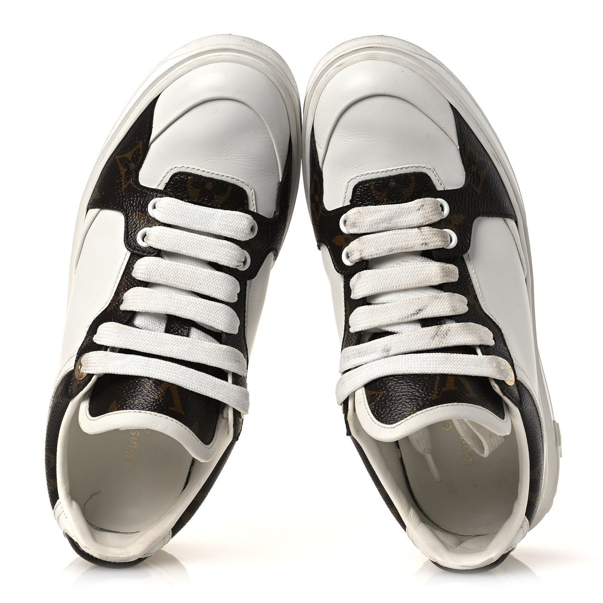 Calfskin Embossed Monogram Time Out Sneakers 36 White