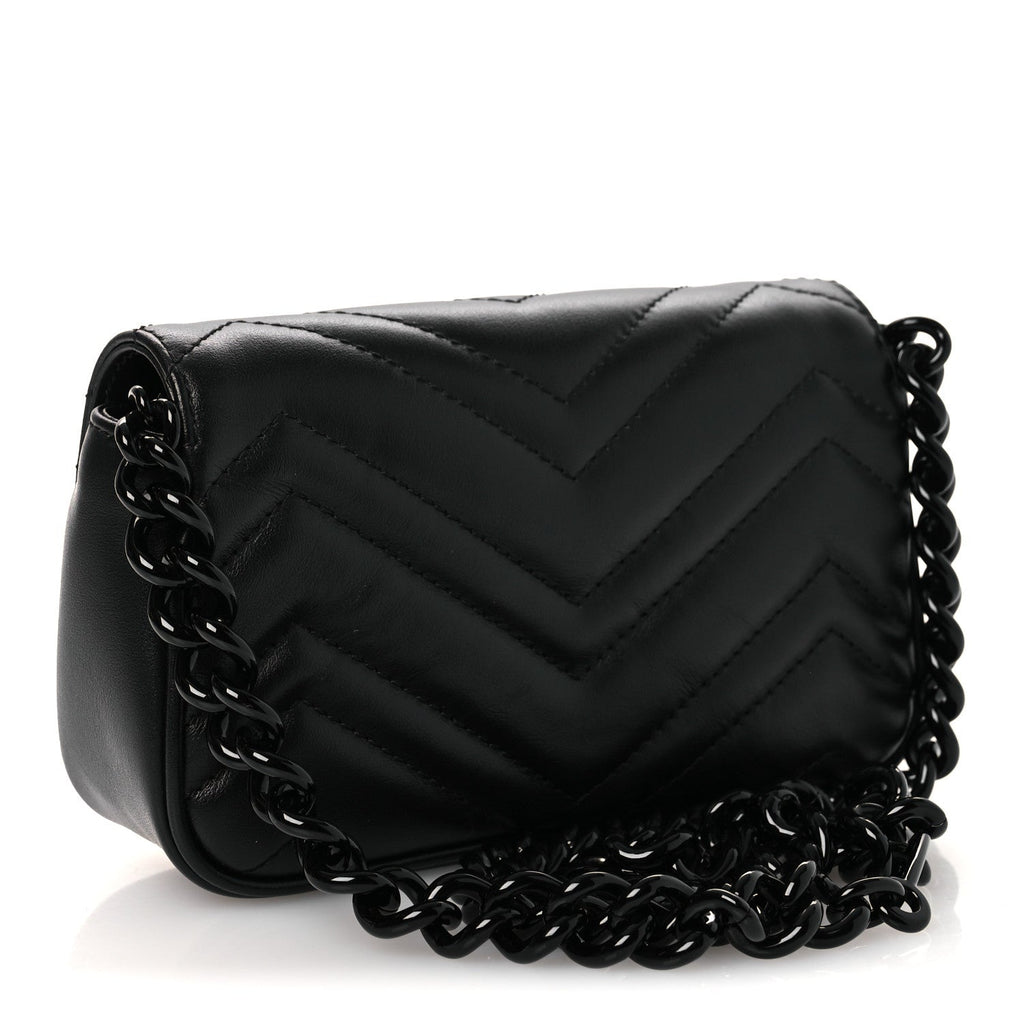 Calfskin Matelasse Monochrome GG Marmont Chain Belt Bag Black
