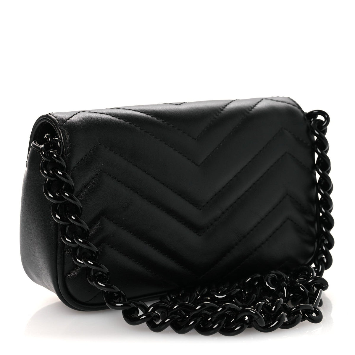 Calfskin Matelasse Monochrome GG Marmont Chain Belt Bag Black