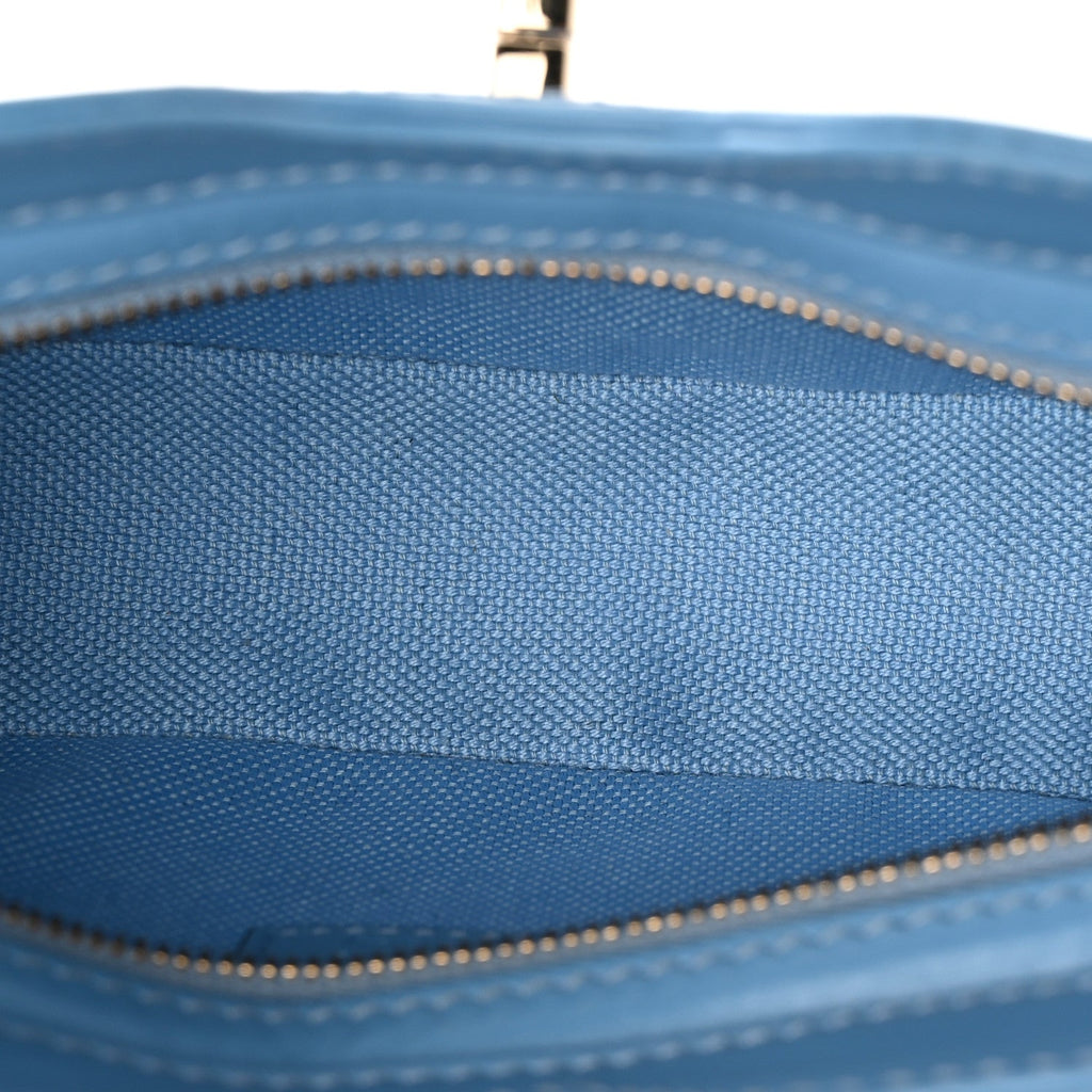 Calfskin Monogram Mini Moon Side Shoulder Bag Blue Blue Blue