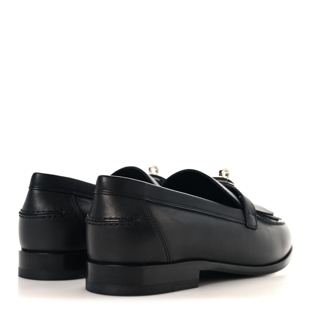Fringed Calfskin Womens Destin Loafer 37 Black