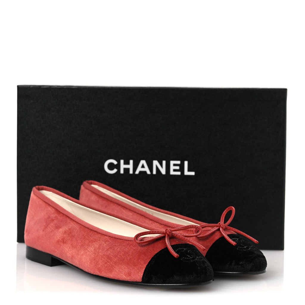Velvet Cap Toe CC Ballerina Flats 36.5 Dark Pink Black