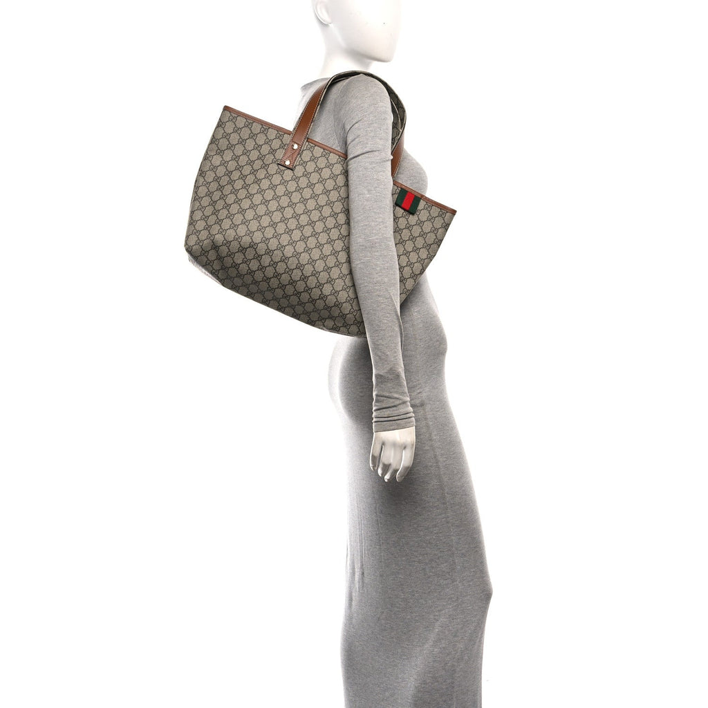 GG Plus Monogram Medium Signature Web Loop Tote Light Brown