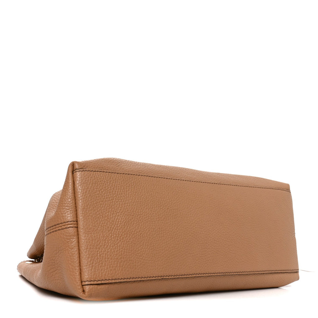 Pebbled Calfskin Medium Soho Chain Shoulder Bag Camelia