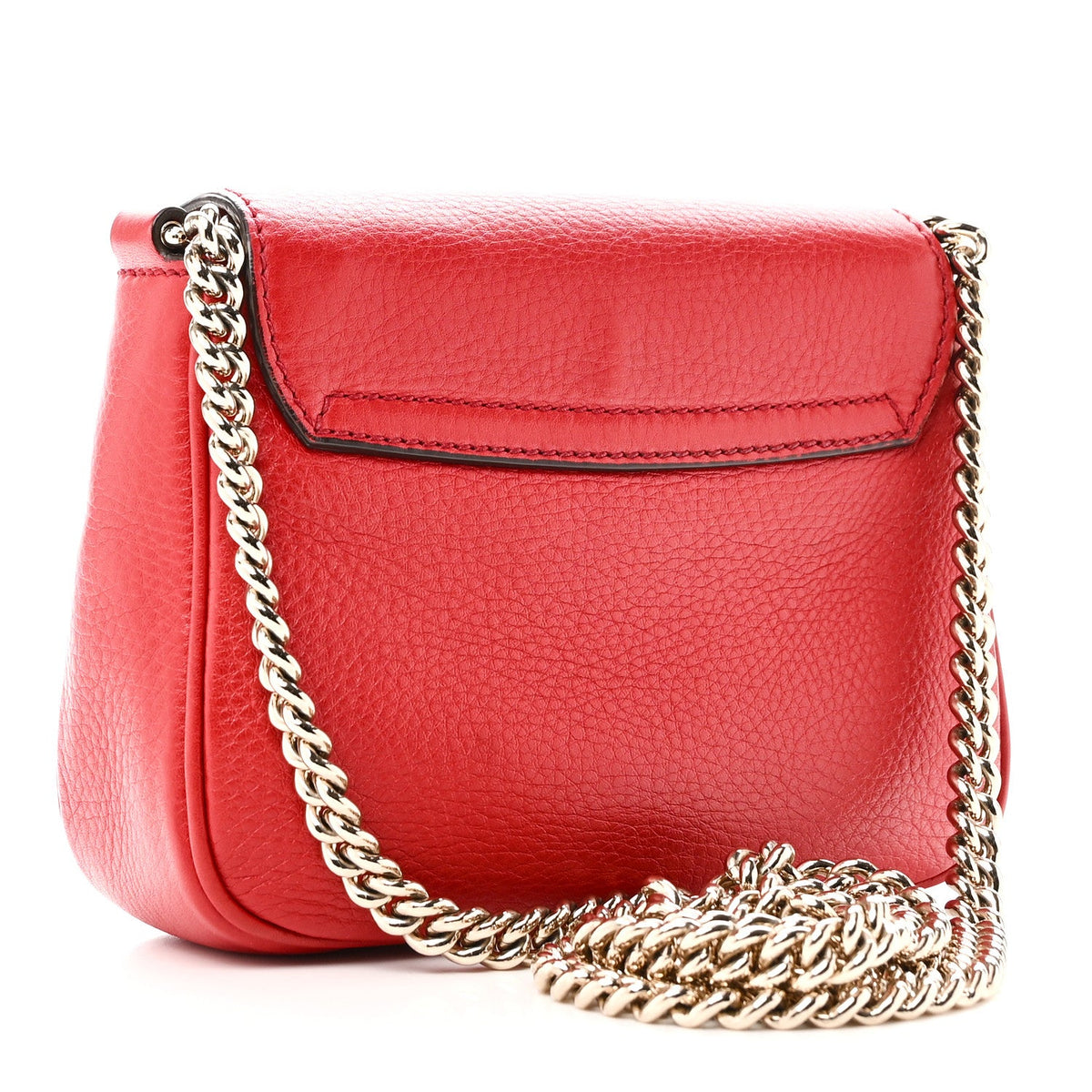 Pebbled Calfskin Small Soho Flap Crossbody Red