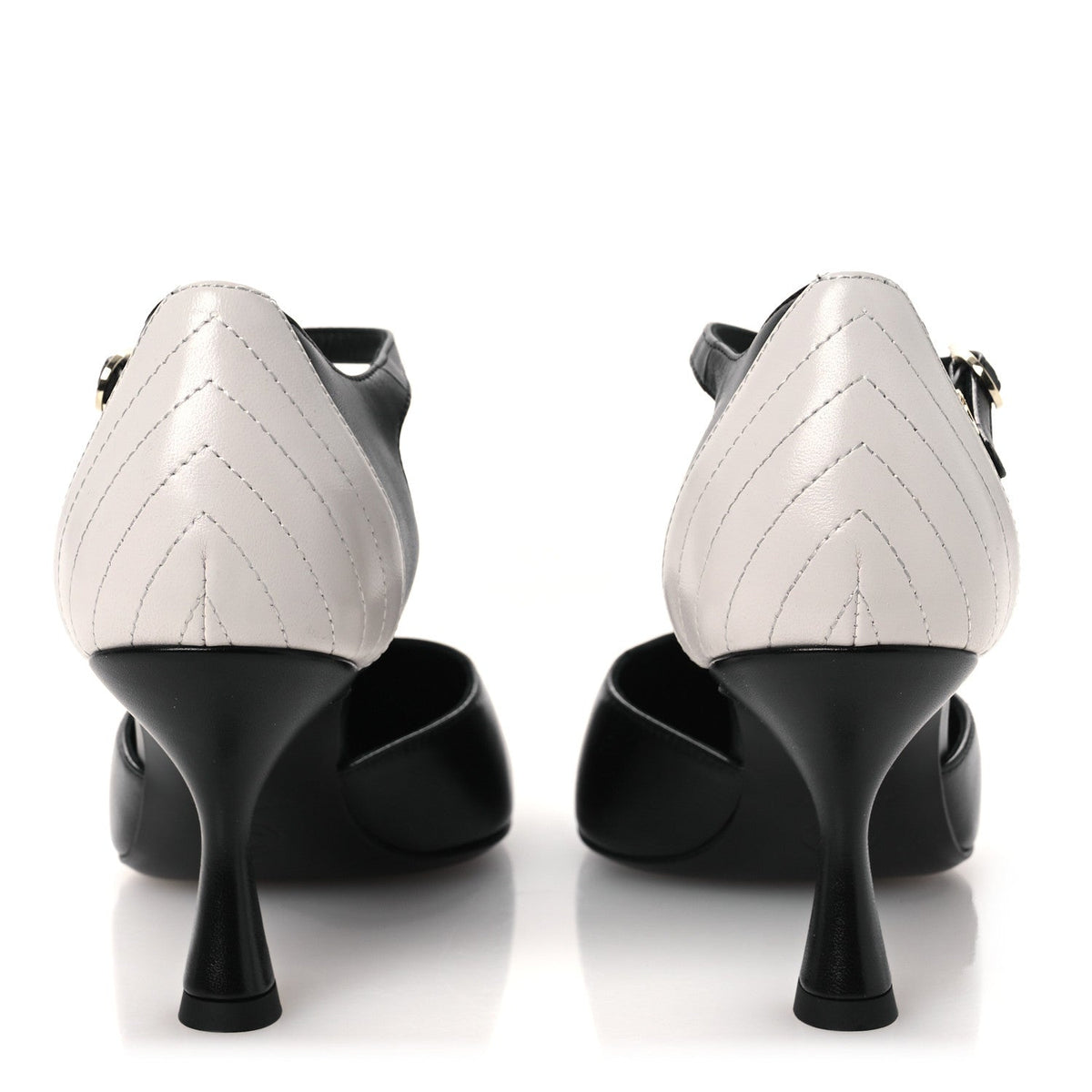 Lambskin Mary Jane Pumps 36.5 Black White
