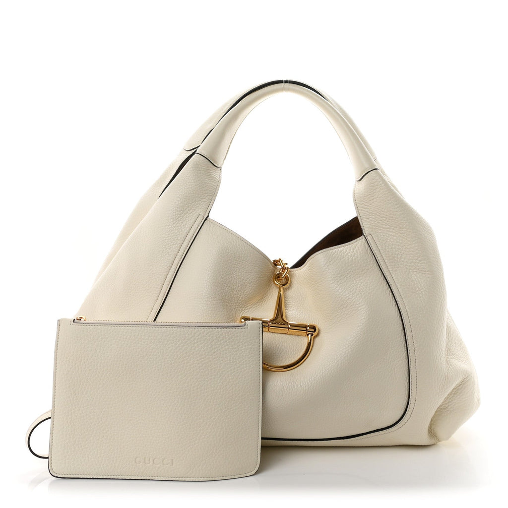 Grained Calfskin Softbit Maxi Shoulder Bag Dusty White