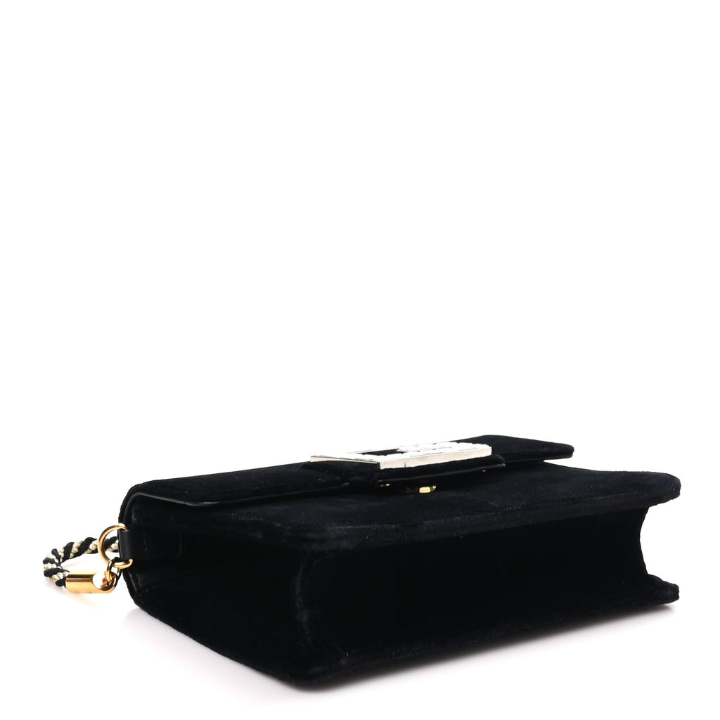 Velvet Crystal Square G Shoulder Bag Black