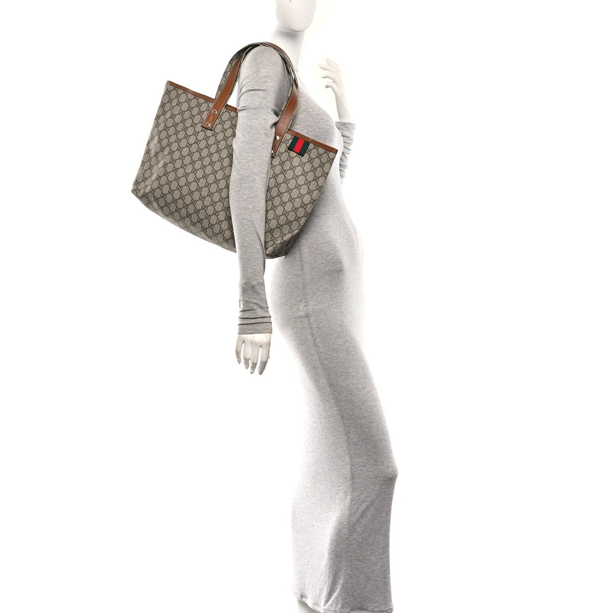 GG Plus Monogram Medium Signature Web Loop Tote Brown