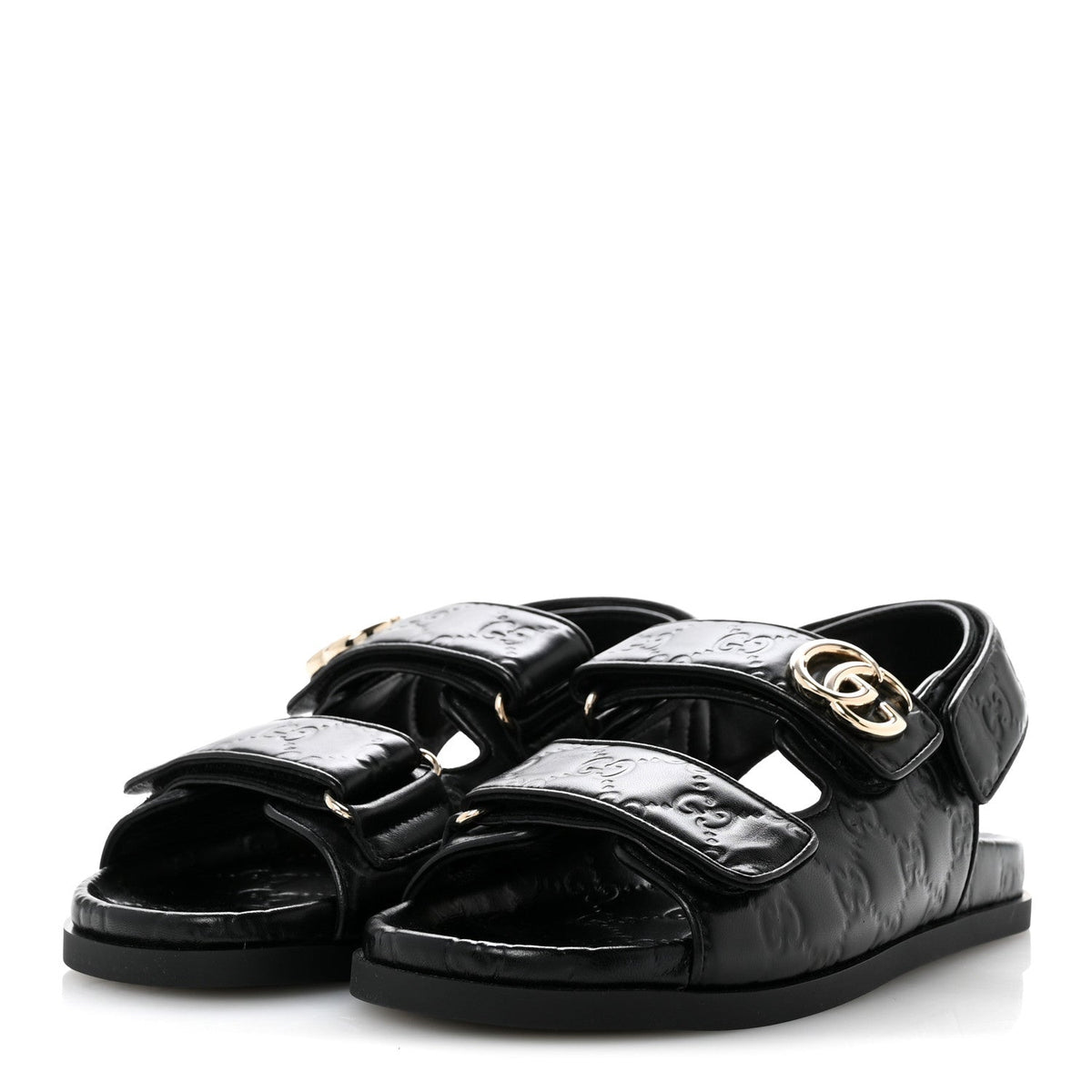 Guccissima GG Embossed Womens Sandals 36.5 Black