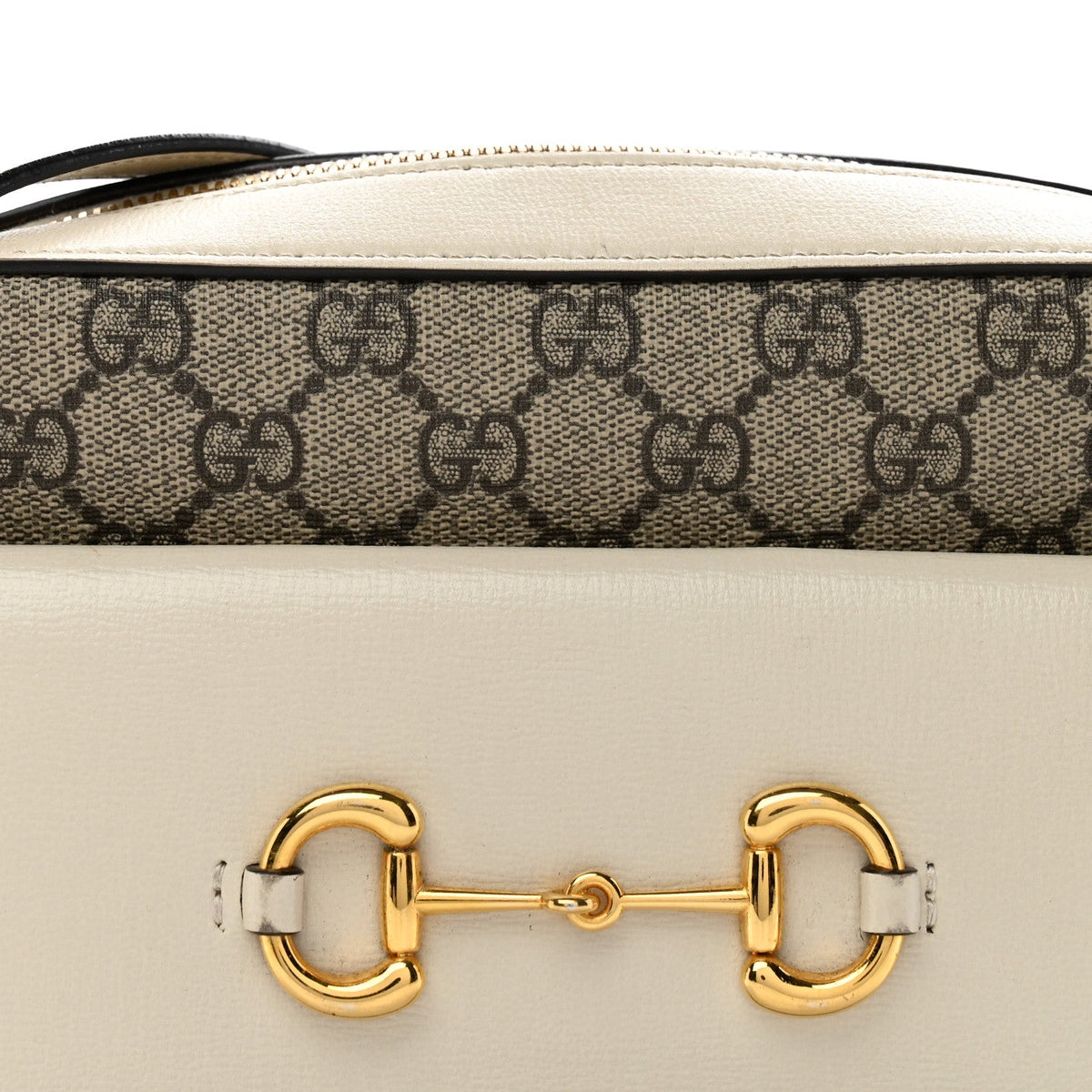 GG Supreme Monogram Small Horsebit 1955 Shoulder Bag Beige Mystic White