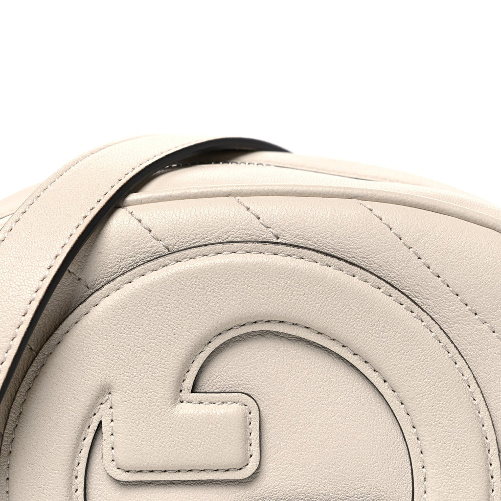 Sakai Be Green Calfskin Diagonal Stitched Mini Blondie Shoulder Bag Mystic White