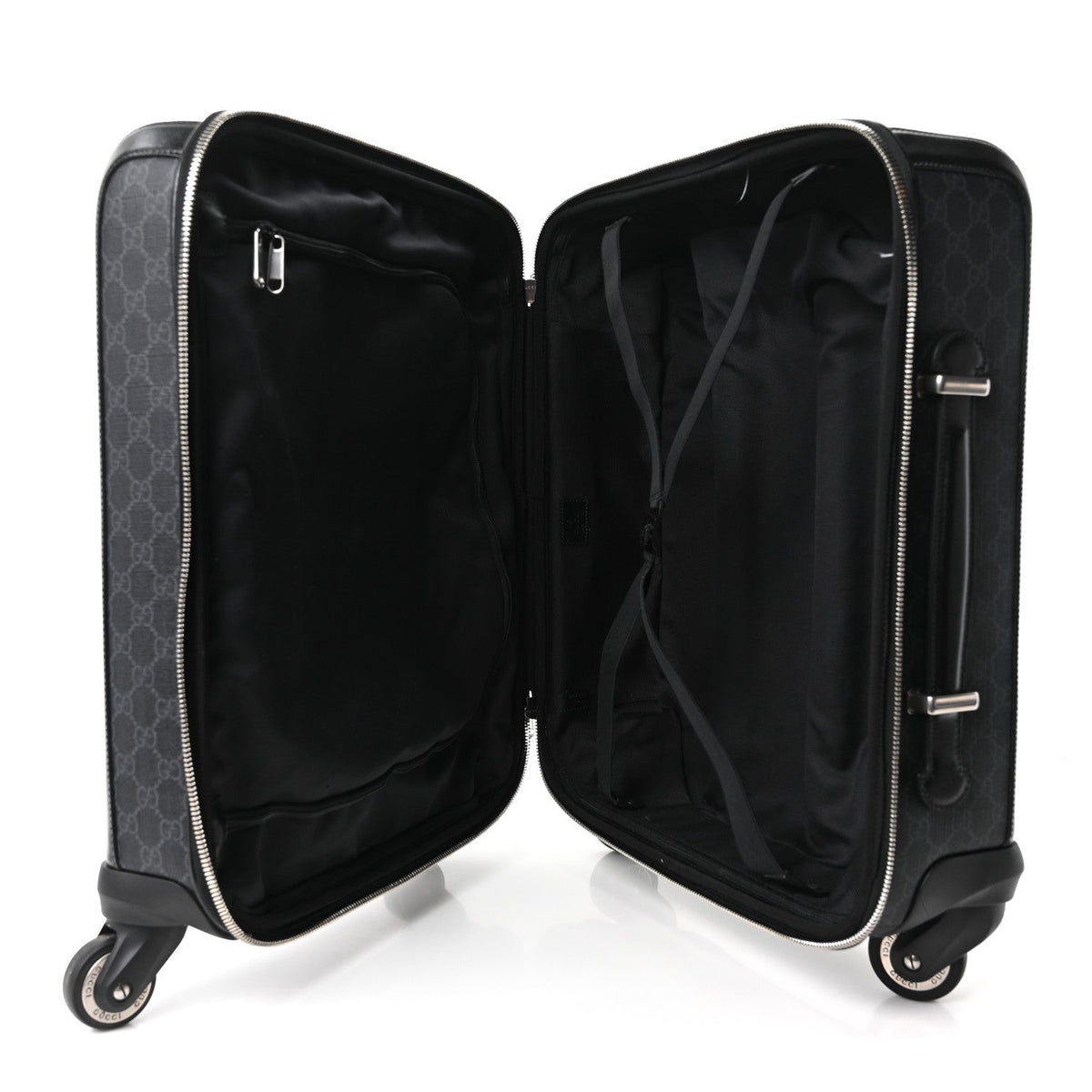 GG Supreme Monogram Four Wheel Suitcase Black Grey