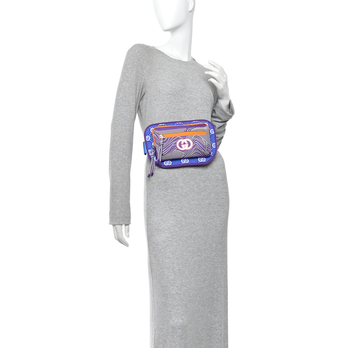 Jersey GG Monogram All Over Sporty Belt Bag Grey White Multicolor
