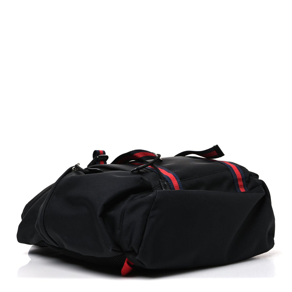 Techno Canvas Web Double Buckle Backpack Black