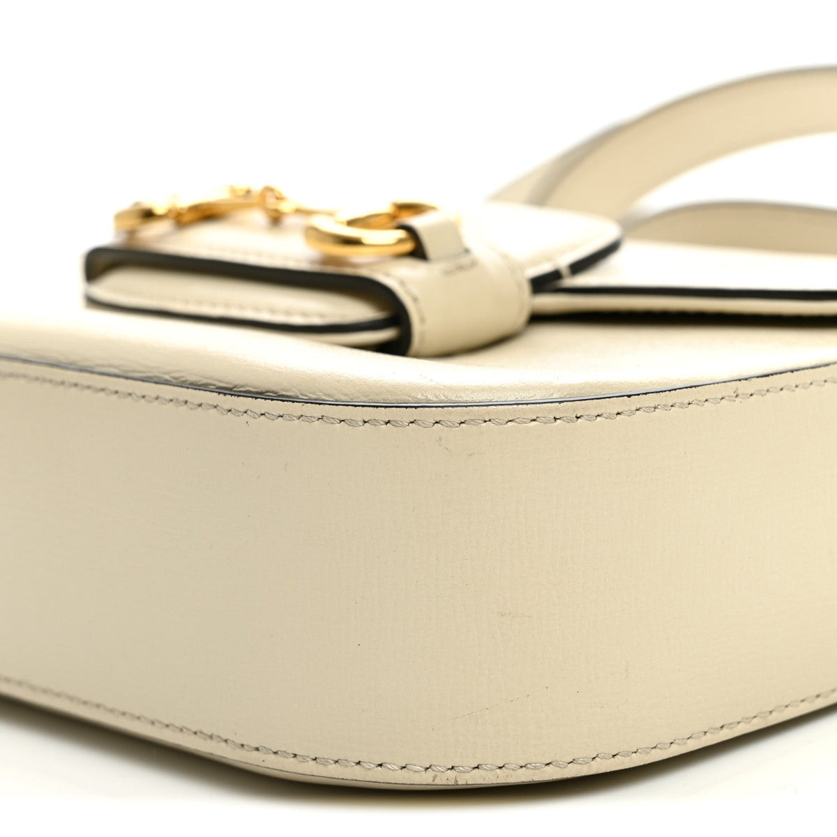 Azalea Calfskin Web Mini Horsebit 1955 Shoulder Bag Mystic White