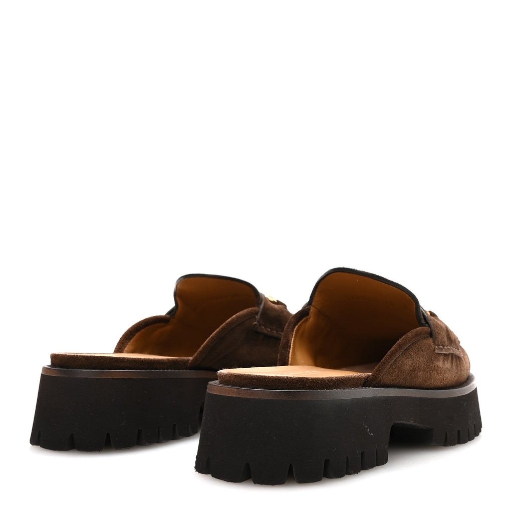Suede Horsebit Platform Mules 40 Washed Brown