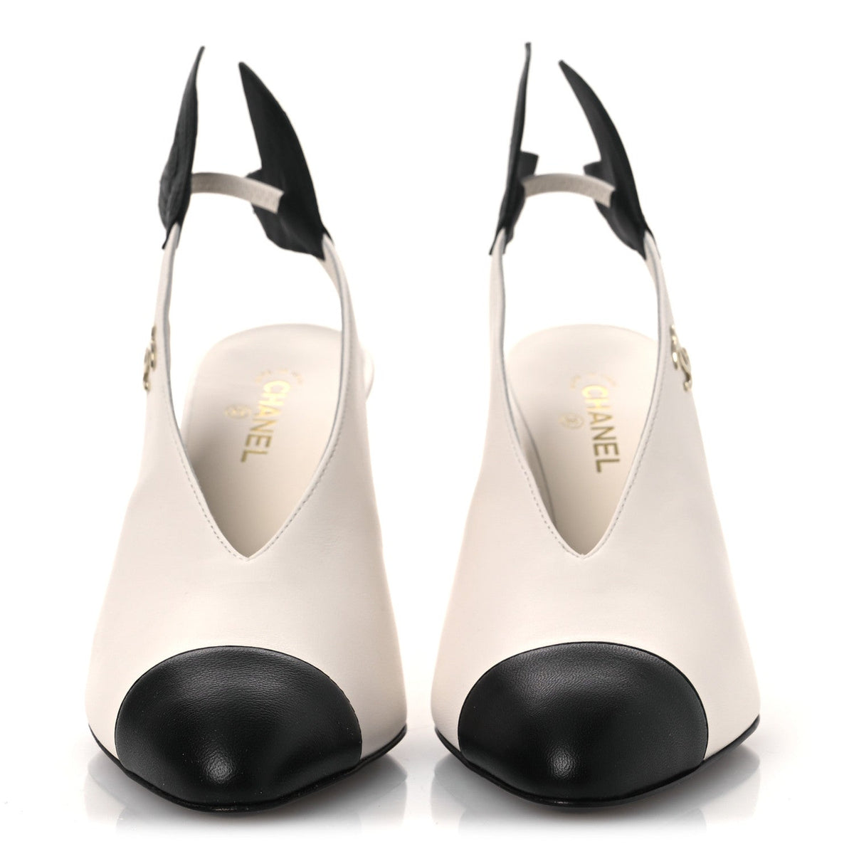 Lambskin Slingback Pumps 36.5 White Black