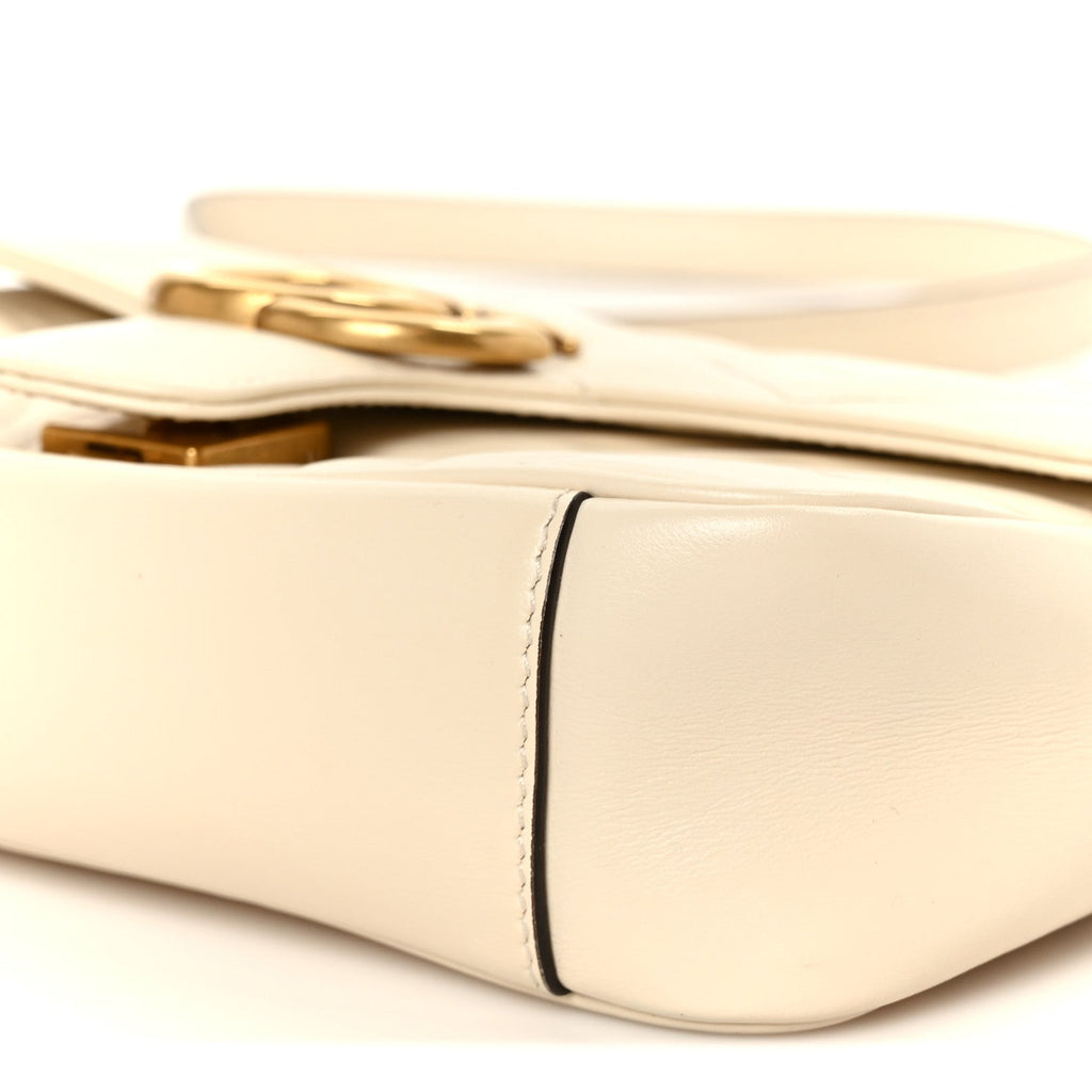 Calfskin Matelasse Mini GG Marmont Shoulder Bag White
