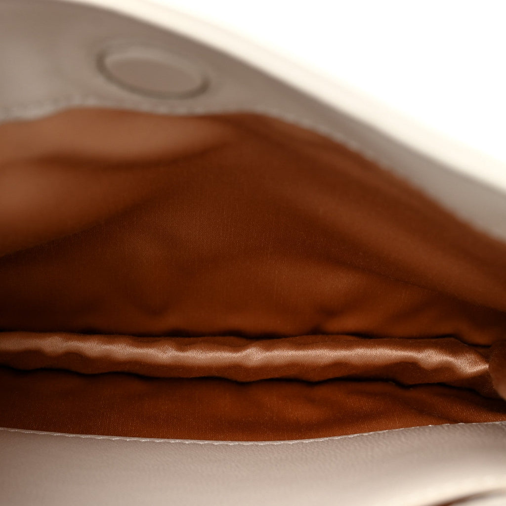 Calfskin Horsebit Slim Shoulder Bag White