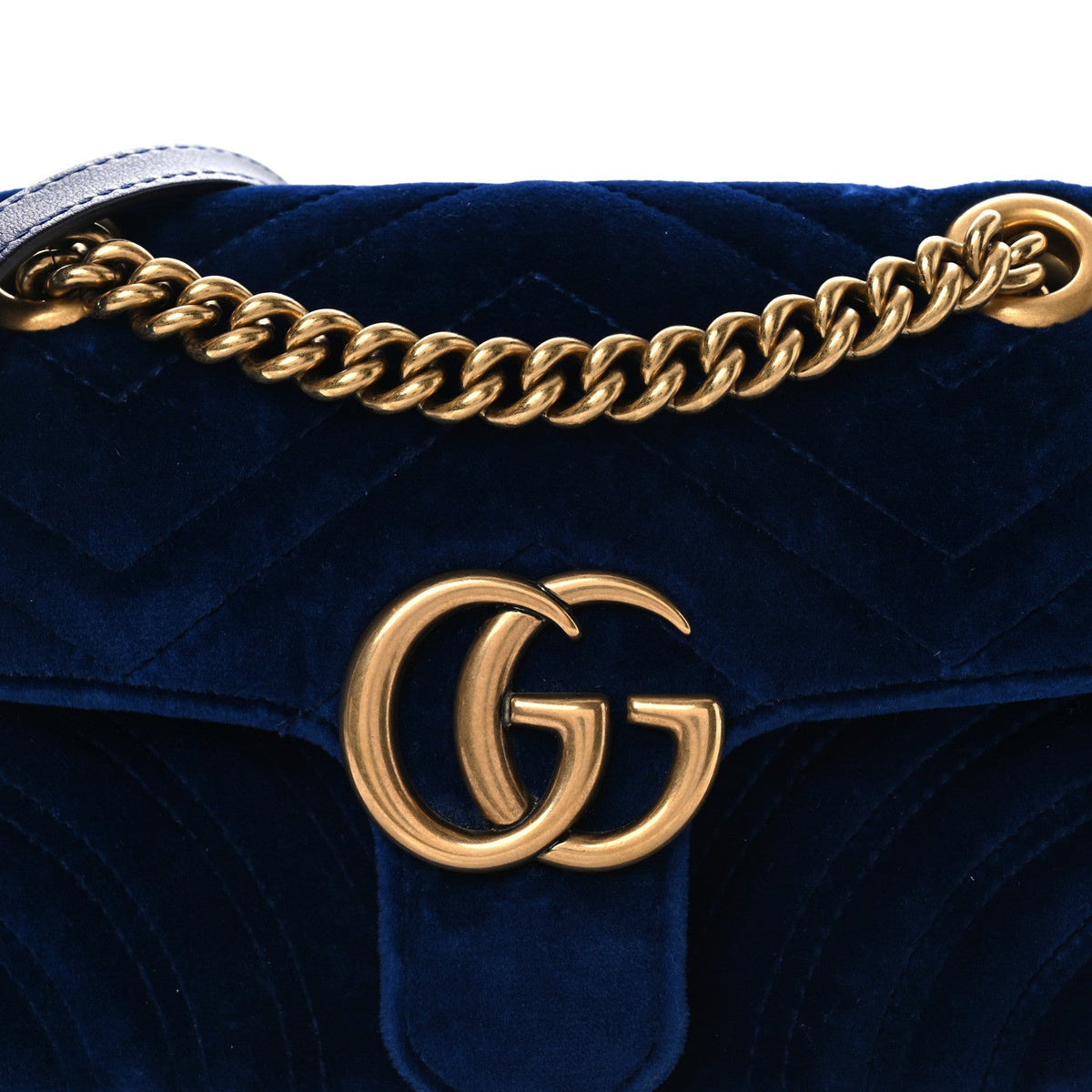 Velvet Matelasse Mini GG Marmont Shoulder Bag Cobalt Blue