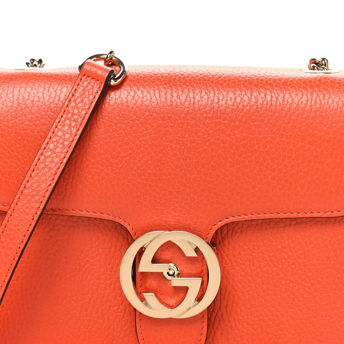 Dollar Calfskin Small Interlocking G Shoulder Bag Sun Orange
