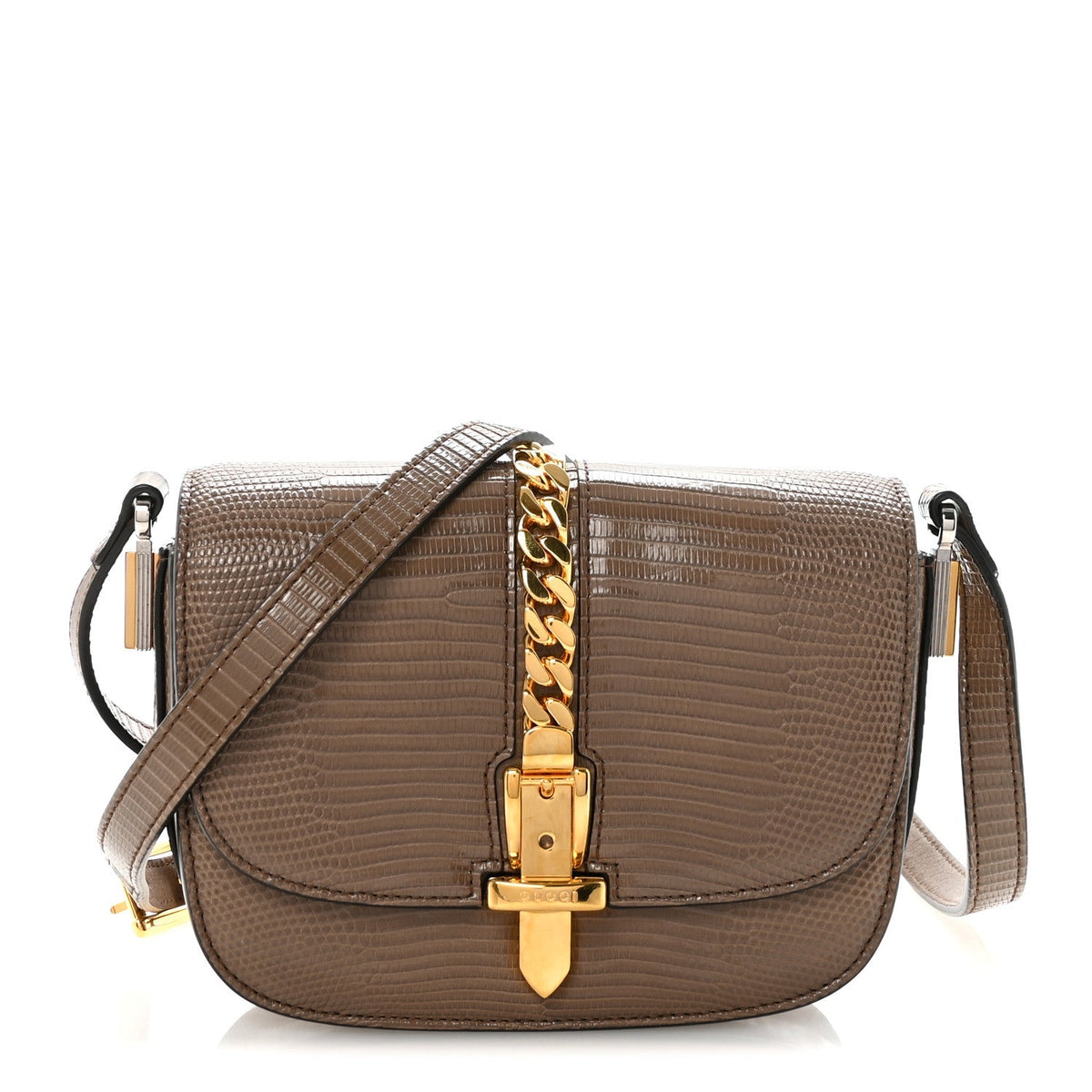 Lizard Mini Sylvie 1969 Messenger Bag Taupe