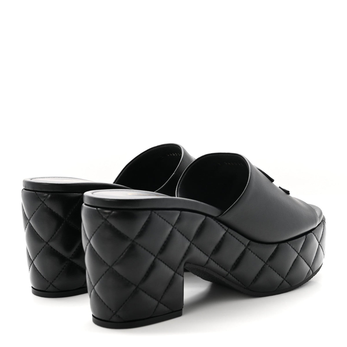 Lambskin Quilted CC Platform Mules 40 Black