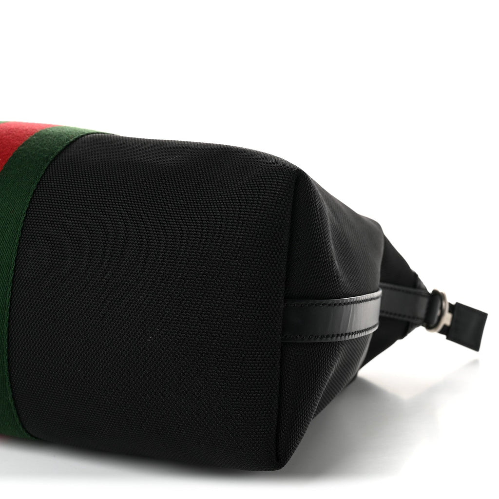 Techno Canvas Web Top Handle Shoulder Bag Black
