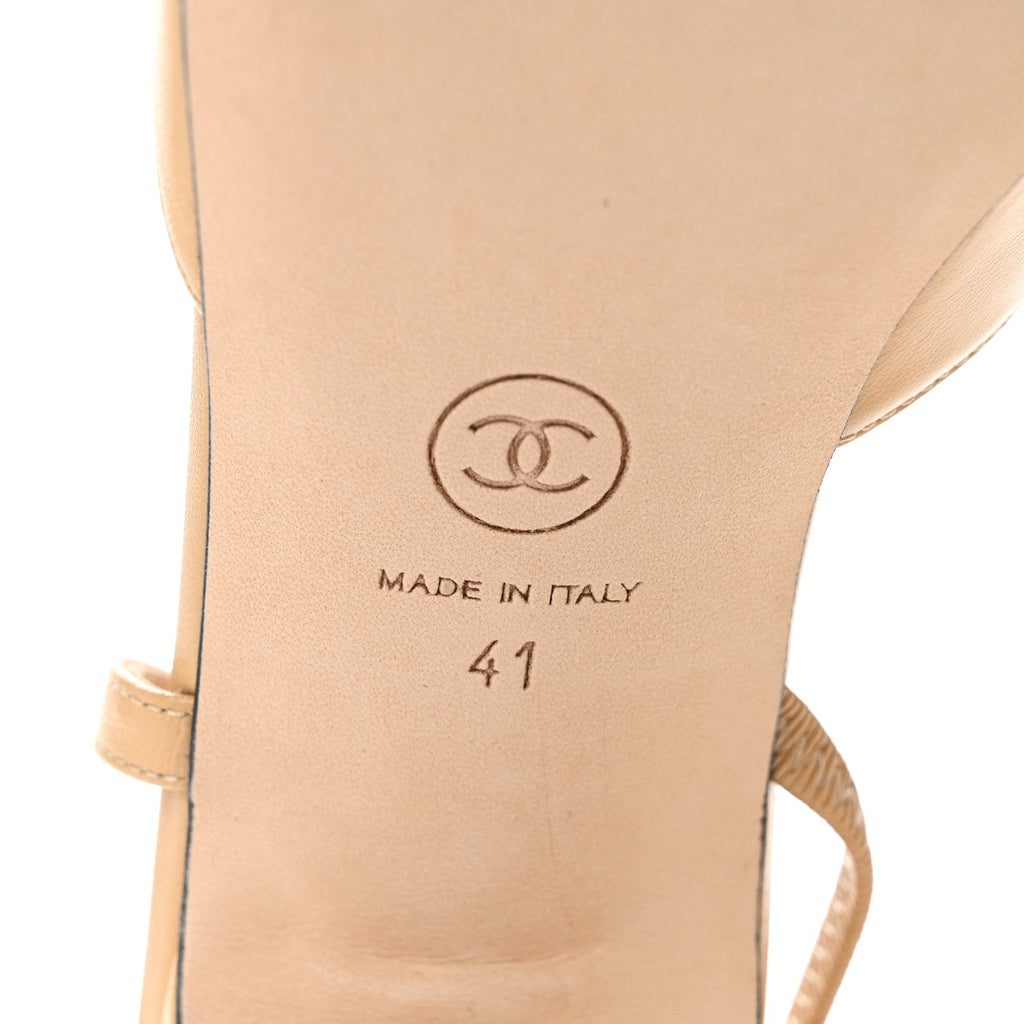Goatskin Grosgrain Cap Toe CC Slingback Pumps 41 Beige Black