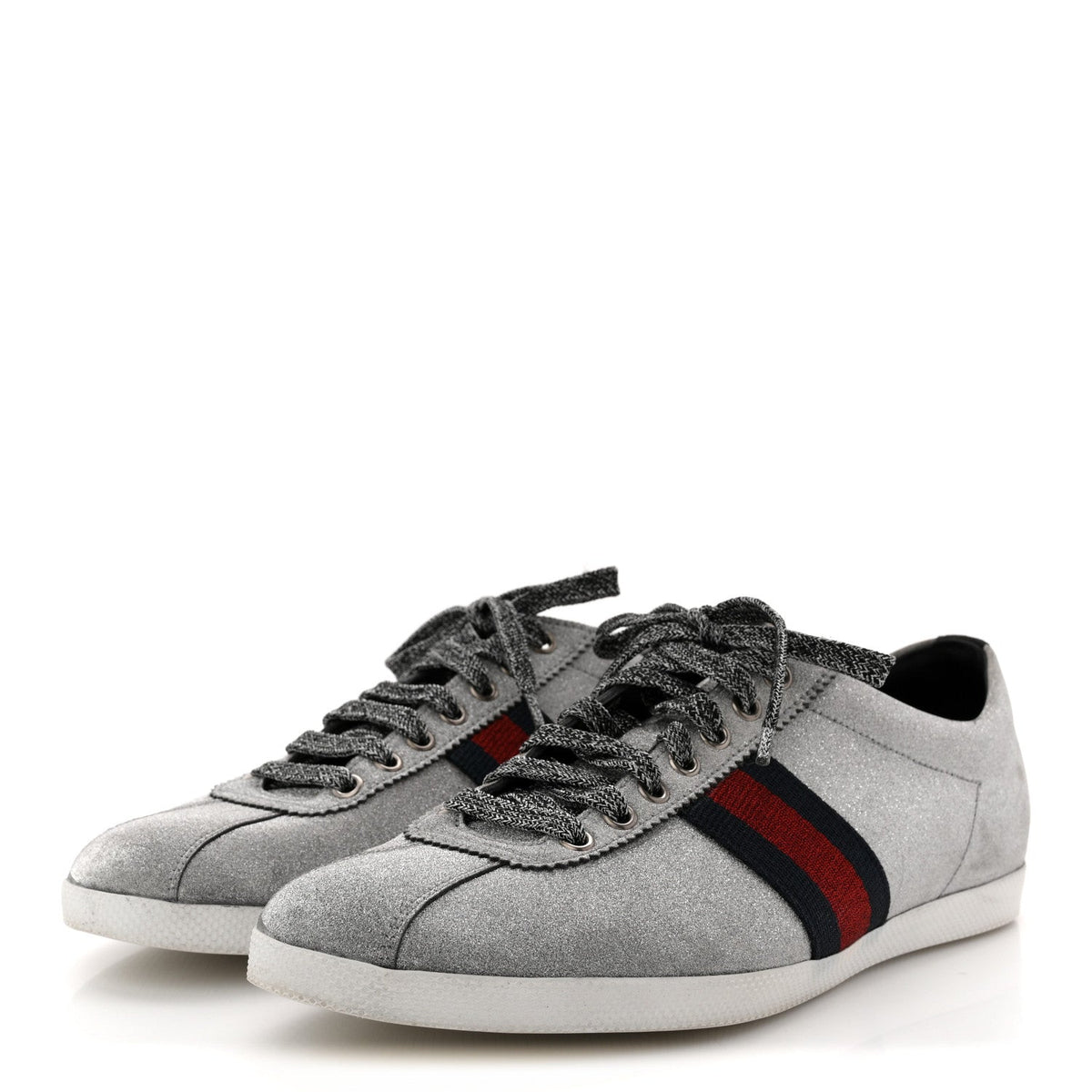 Glitter Fabric Studded Web Mens Sneakers 9 Silver