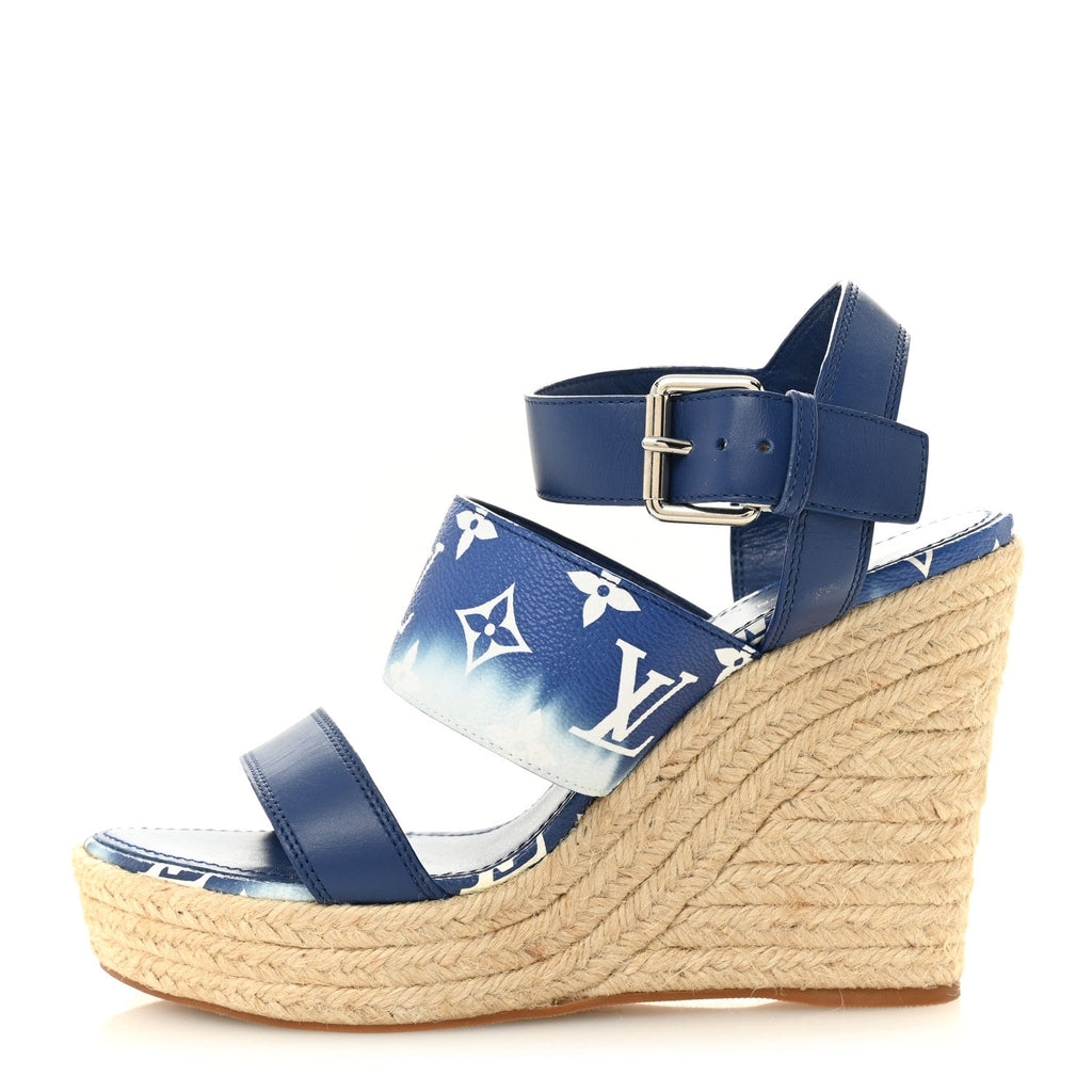 Monogram Escale Starboard Wedge Sandal 40 Blue