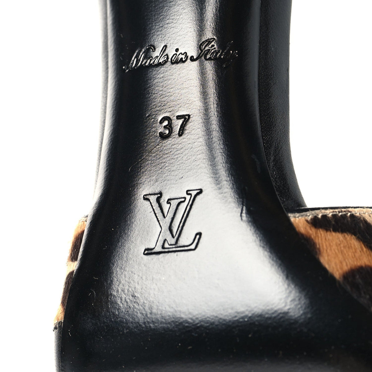 Calfskin Pony Hair Leopard Revival Mules 37 Brown