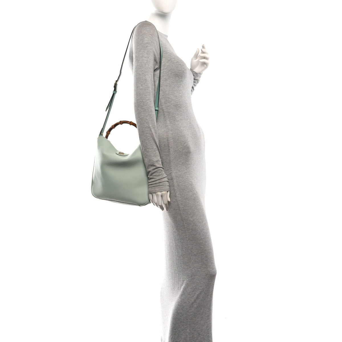 Softy Wonka Textured Dollar Calfskin Medium Diana Shoulder Bag Salvy Green