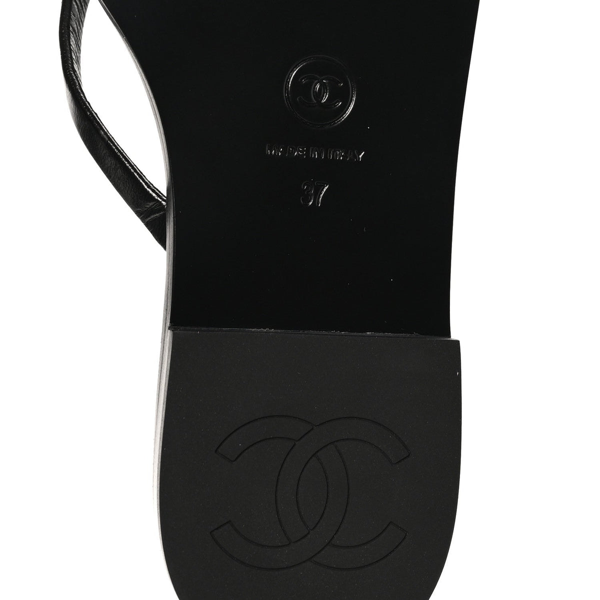 Goatskin CC Times Square Thong Sandals 37 Black