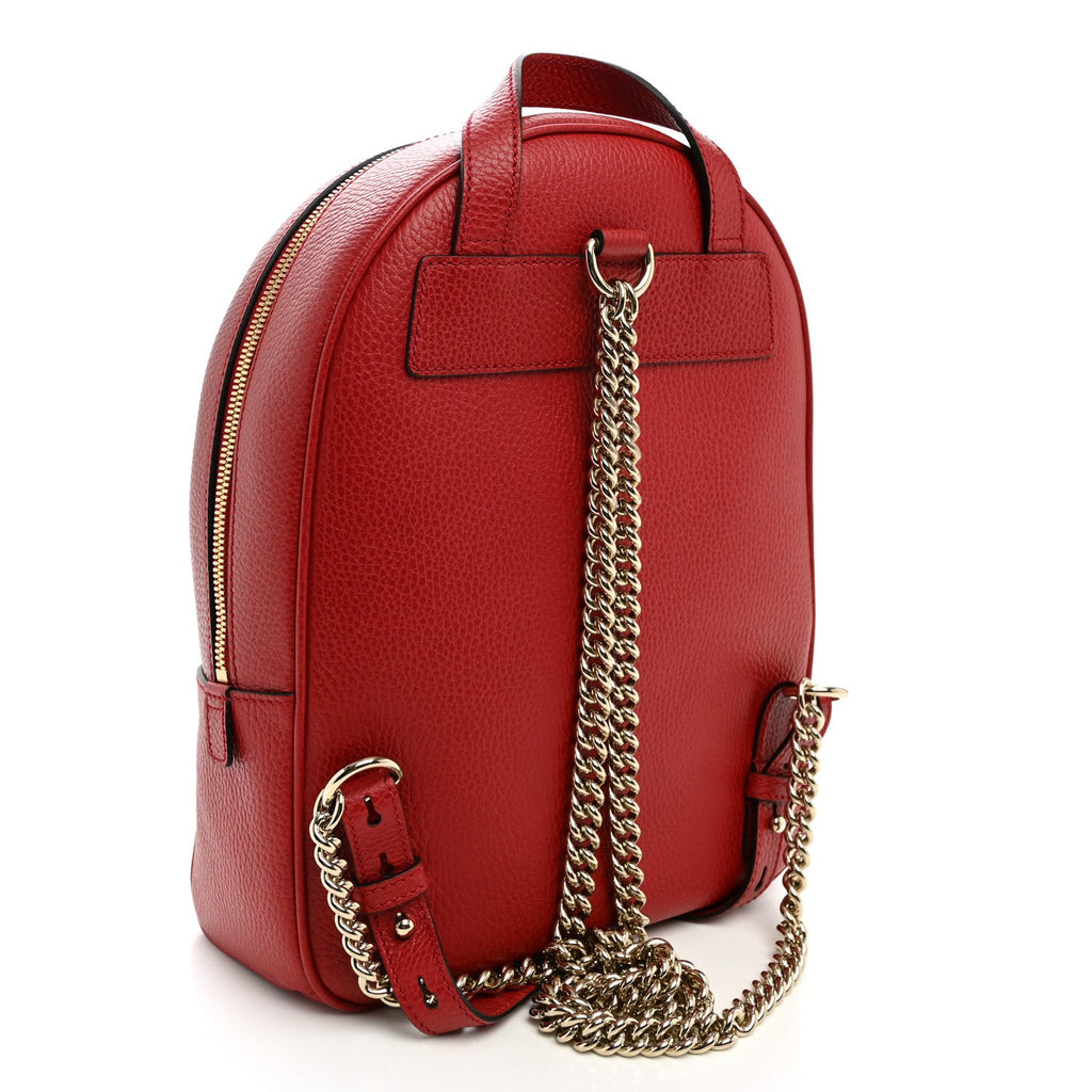 Pebbled Calfskin Soho Chain Backpack Hibiscus Red