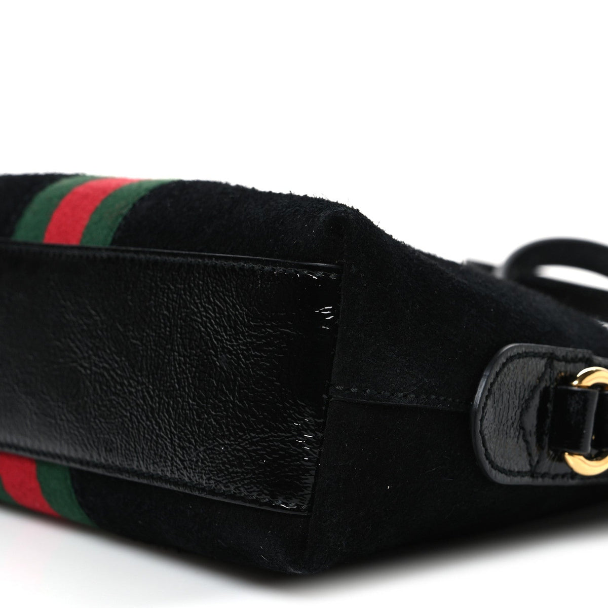 Suede Patent Web GG Small Ophidia Dome Shoulder Bag Black