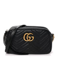 Calfskin Matelasse Small GG Marmont Chain Shoulder Bag Black