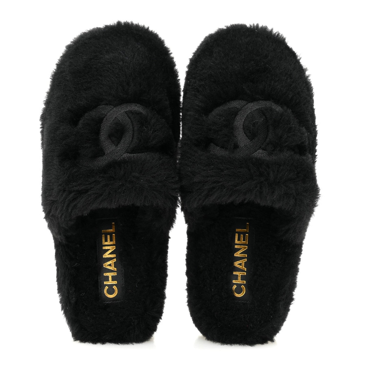 Shearling CC Flat Mules 35 Black