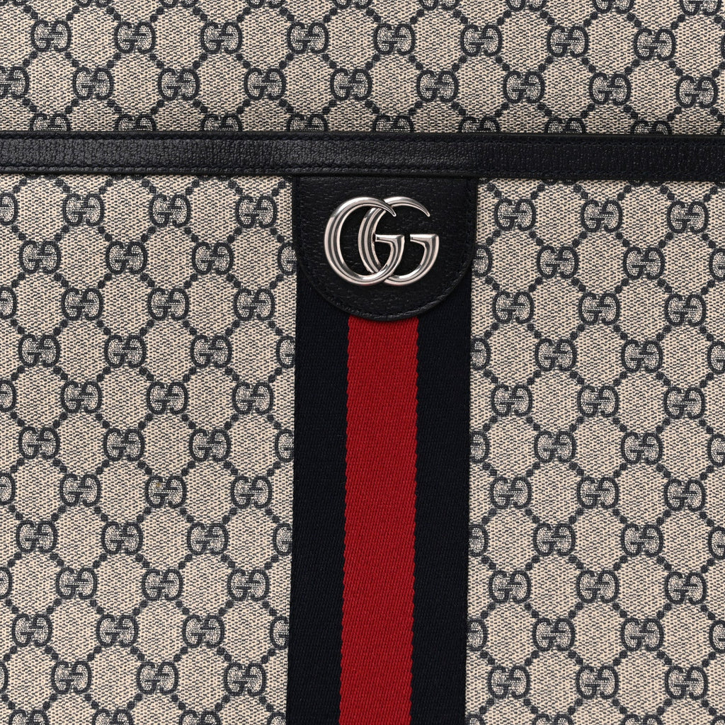 GG Supreme Monogram Web Savoy Garment Bag Beige Blue