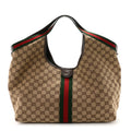 GG Monogram Web Large Giglio Tote Beige Brown