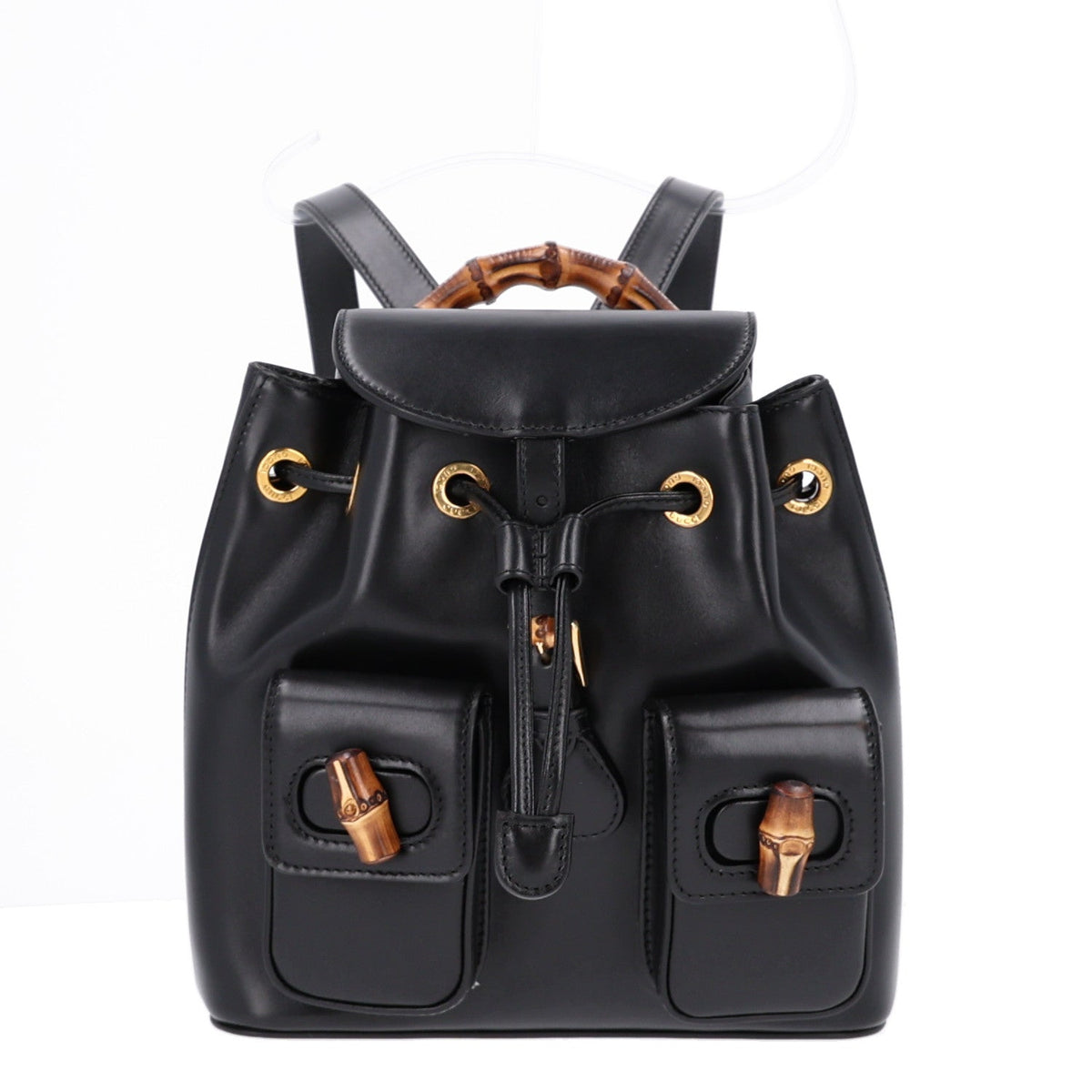 Calfskin Bamboo Backpack Black