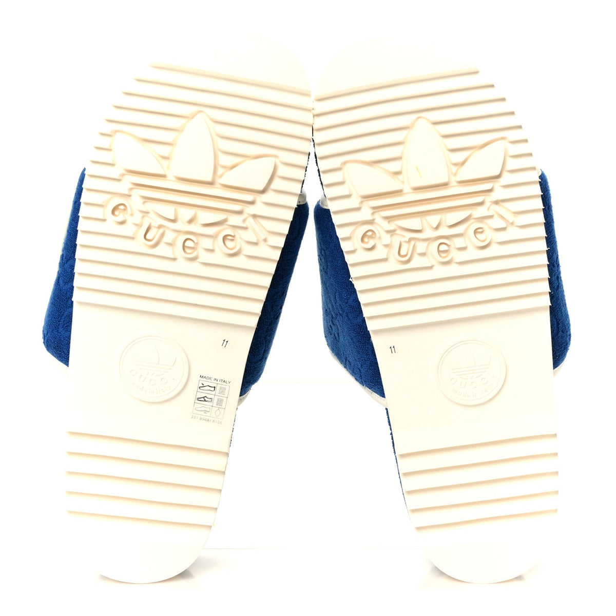 X ADIDAS Terry Cloth GG Monogram Mens Platform Sandals 11 Oriental Blue Mystic White