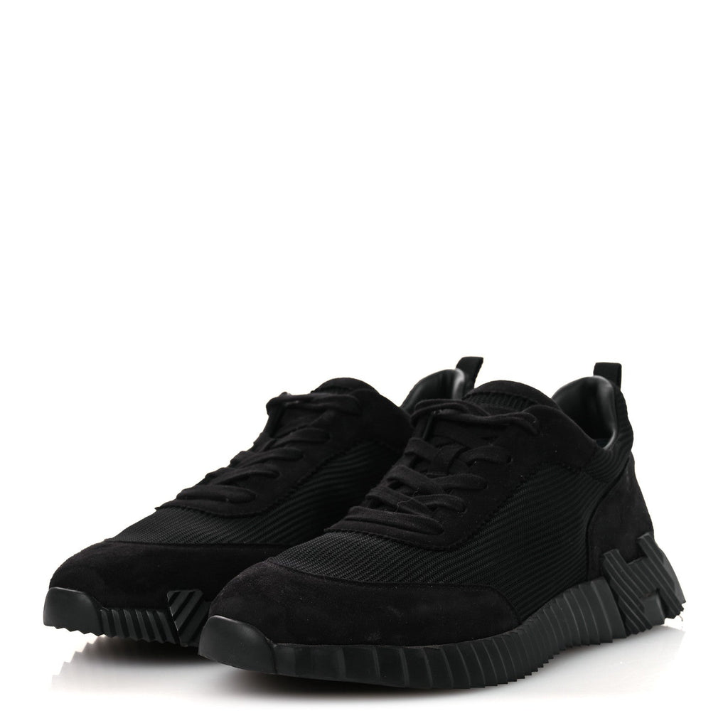 Technical Mesh Suede Goatskin Bouncing Sneakers 43 Black