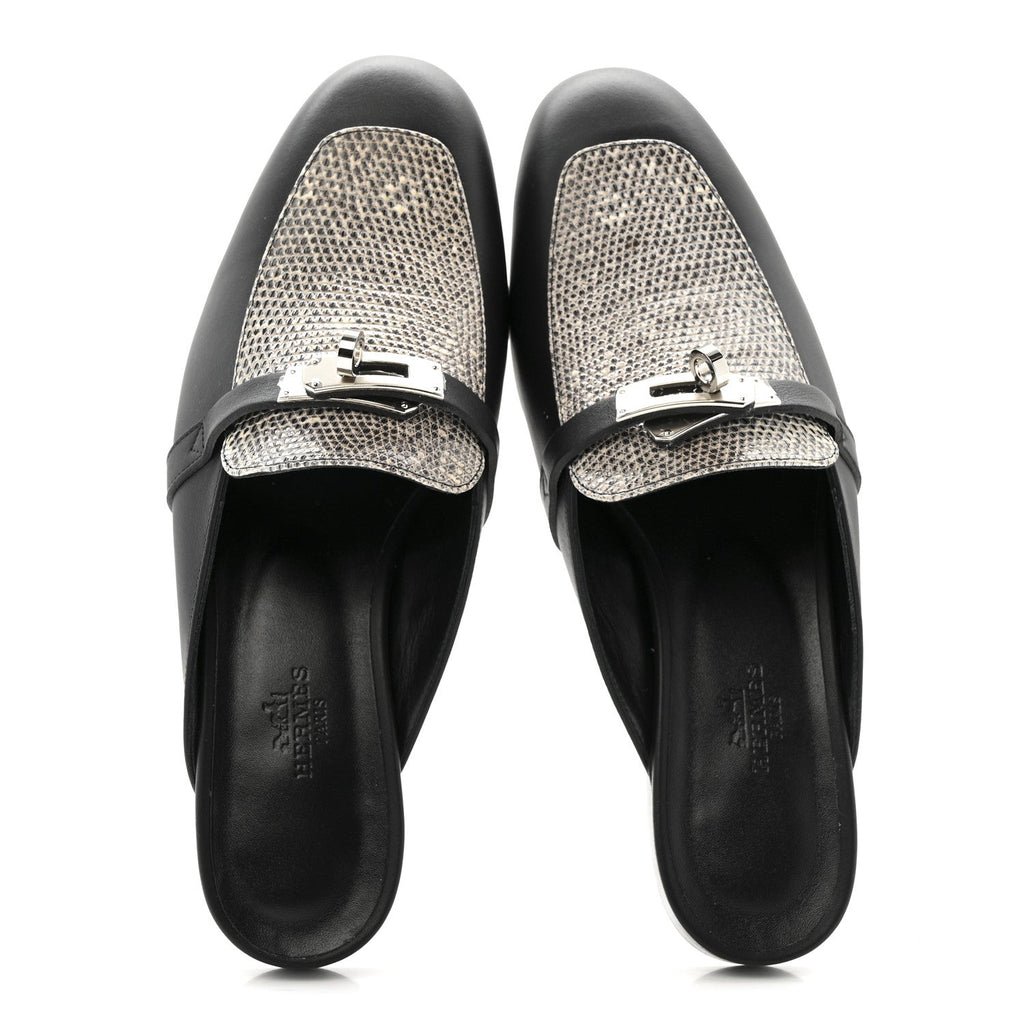 Lizard Calfskin Oz Mules 37 Ombre Black