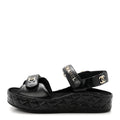 Shiny Calfskin Logo Platform Sandals 38 Black