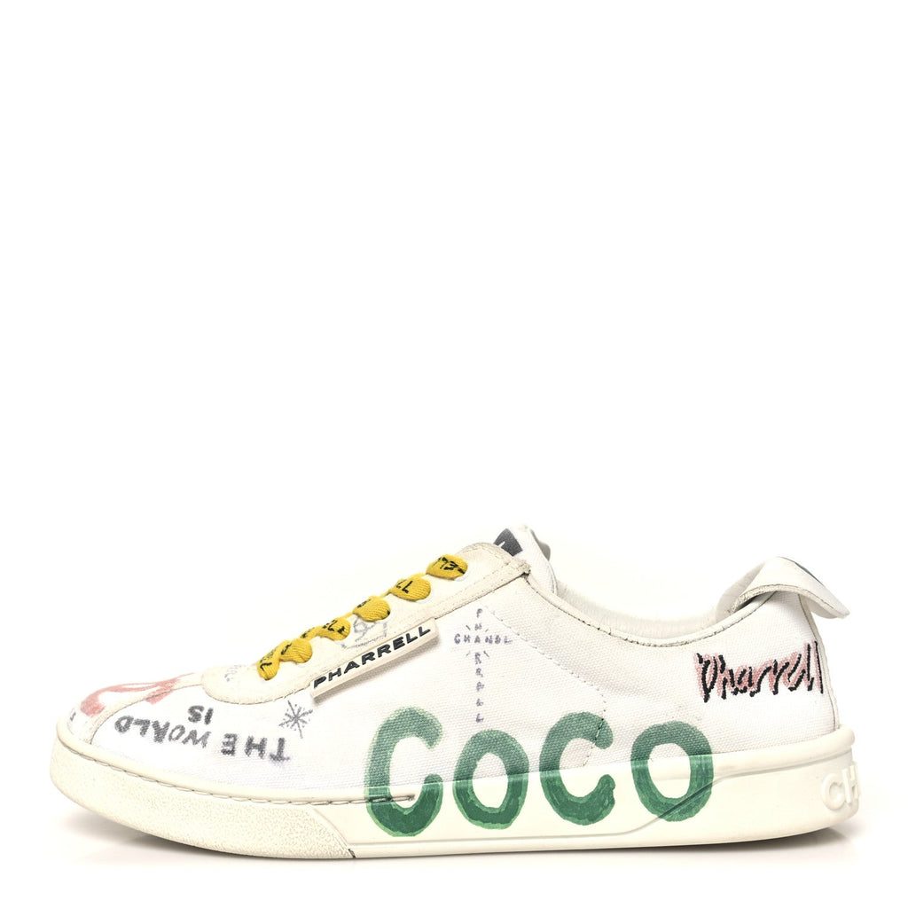 x Pharrell Williams Canvas Womens Sneakers 37 White Multicolor