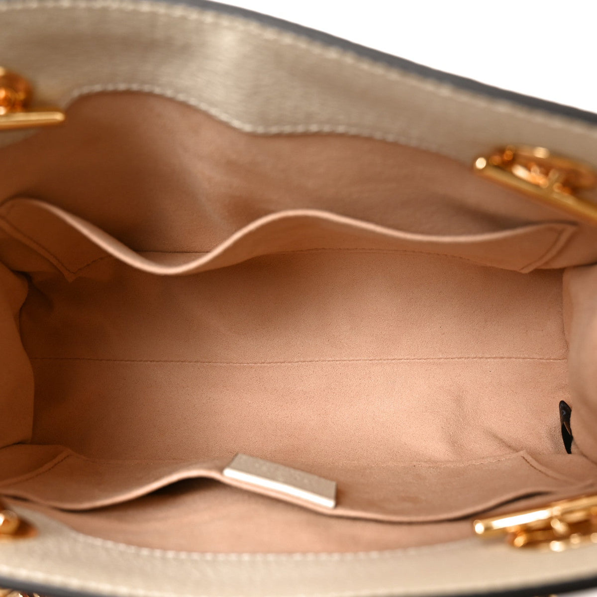 GG Supreme Monogram Flora Textured Calfskin Small Padlock Tote Beige Ebony Multicolor Mystic White