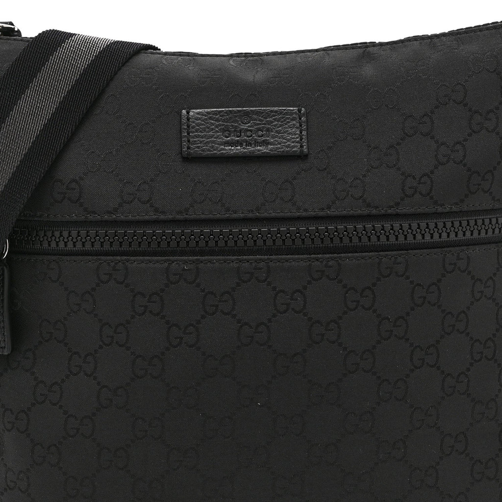Nylon Monogram Medium Flat Messenger Bag Black