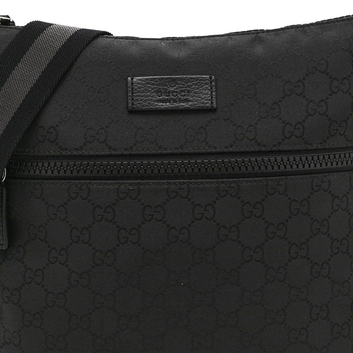 Nylon Monogram Medium Flat Messenger Bag Black